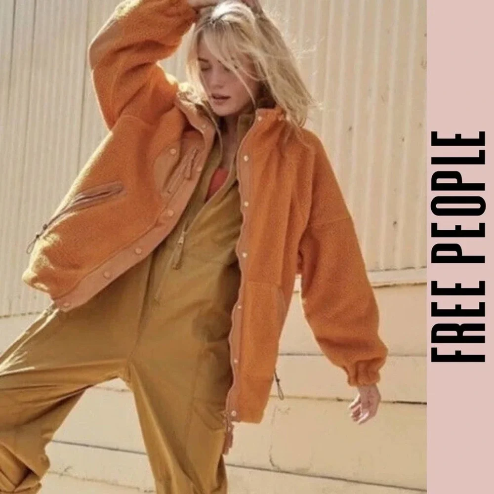 SOLD -D- Free People jacket orange fuzzy - Picture 14 of 16